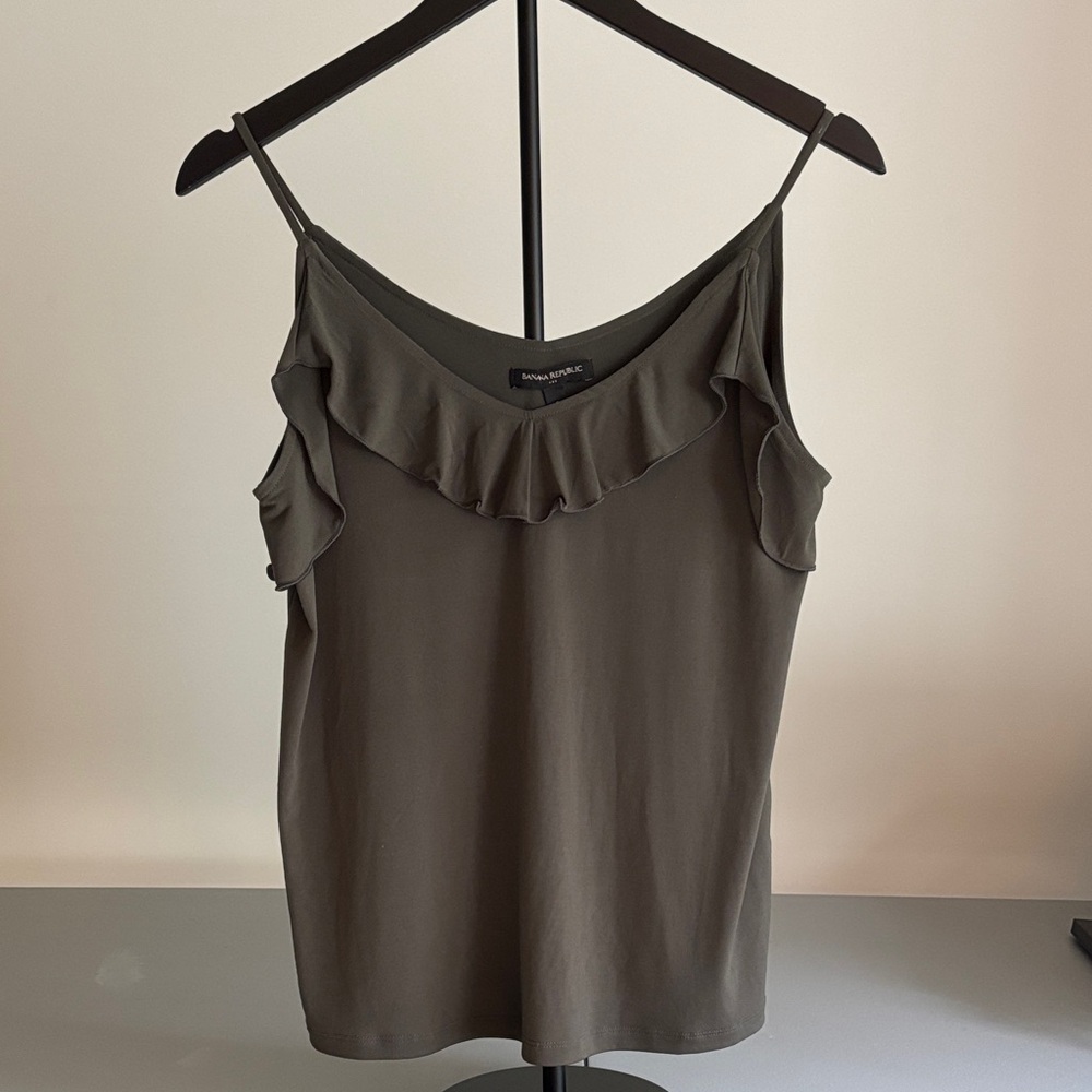 Banana Republic Olive Camisole with Ruffles